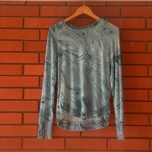 ATHLETA Women's Long Sleeve Turquoise Blue Crewneck Pullover Top Size Small